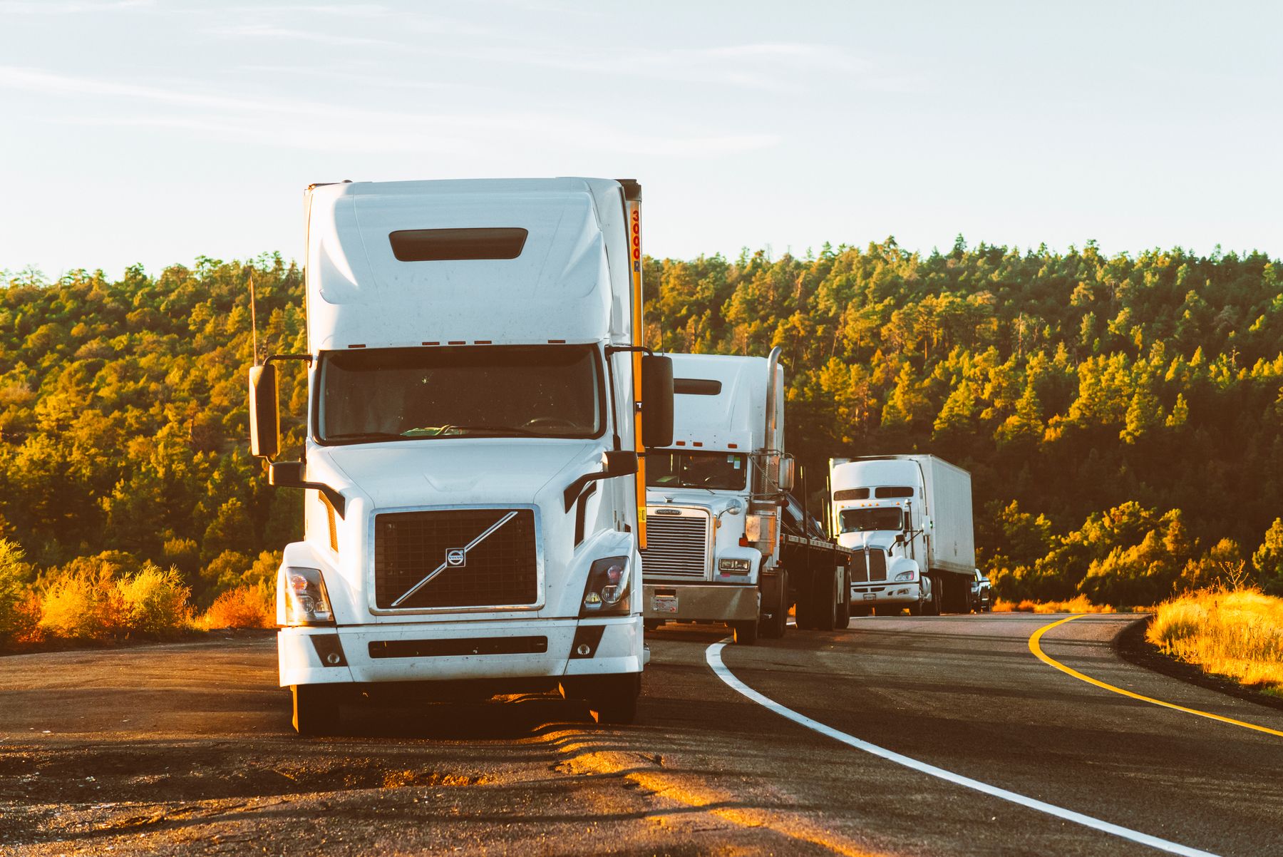 Semi trucks on a road in Arizona, United States